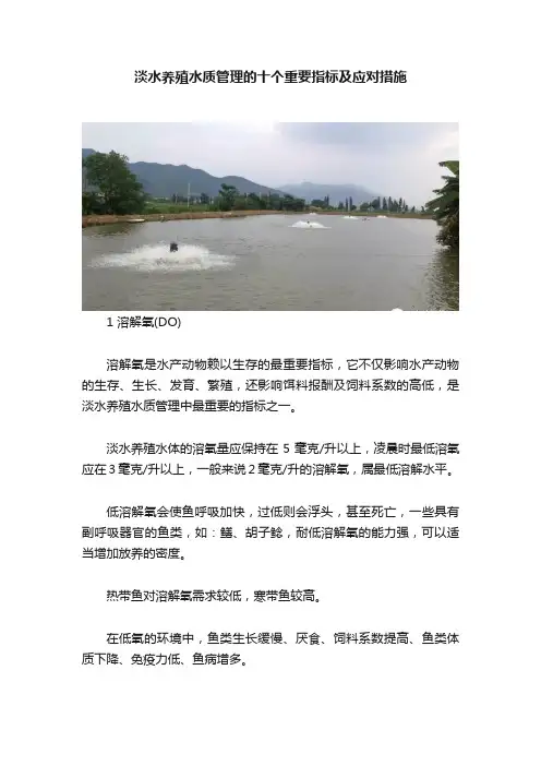 淡水养殖水质管理的十个重要指标及应对措施