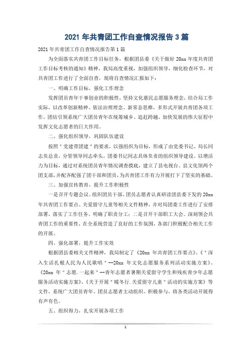 2021年共青团工作自查情况报告3篇