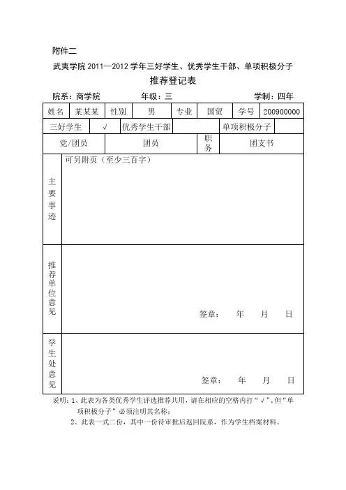 三好学生申请书范本