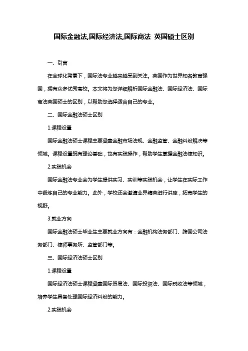 国际金融法,国际经济法,国际商法 英国硕士区别