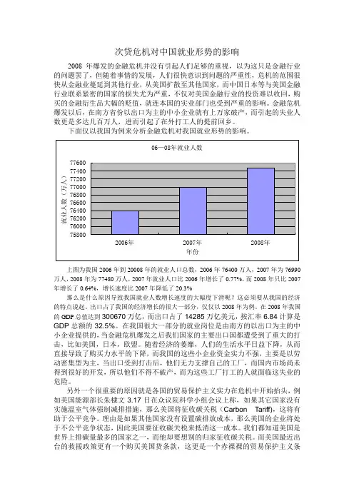 次贷危机对中国就业形势的影响