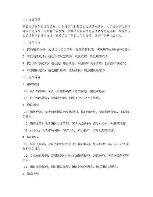 销售业务员管理方案