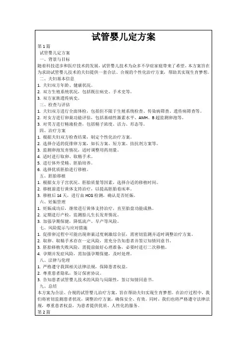 试管婴儿定方案