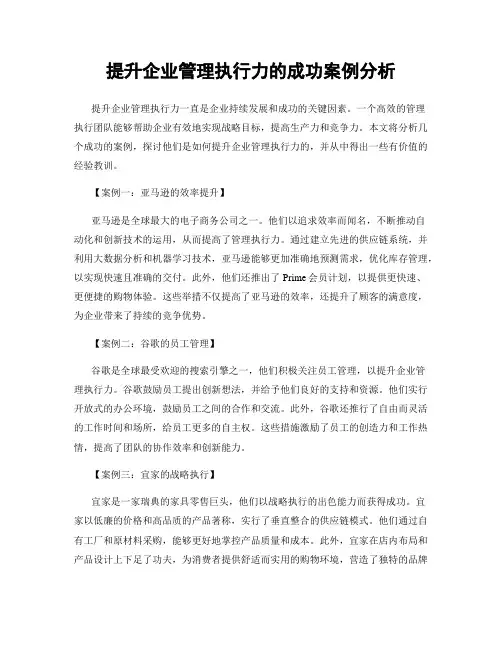提升企业管理执行力的成功案例分析