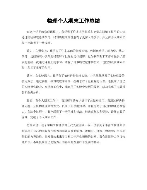 物理个人期末工作总结