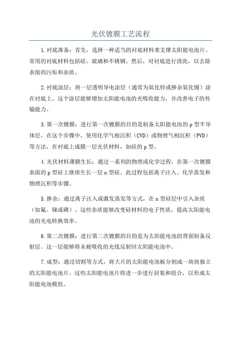 光伏镀膜工艺流程