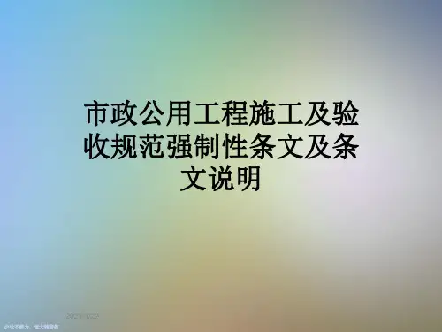 市政公用工程施工及验收规范强制性条文及条文说明