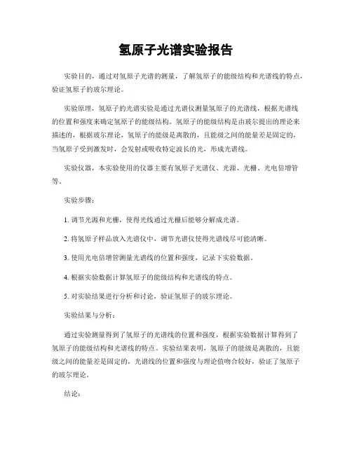 氢原子光谱实验报告