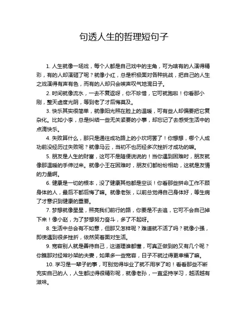 句透人生的哲理短句子