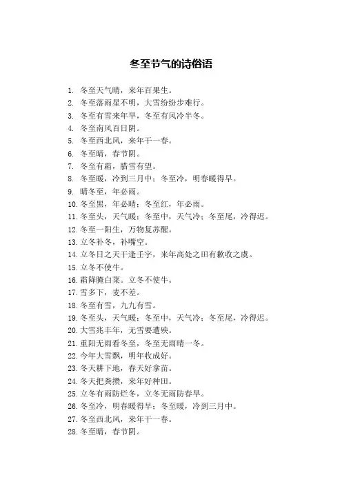冬至节气的诗俗语