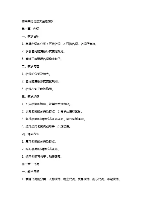初中英语语法大全(教案)