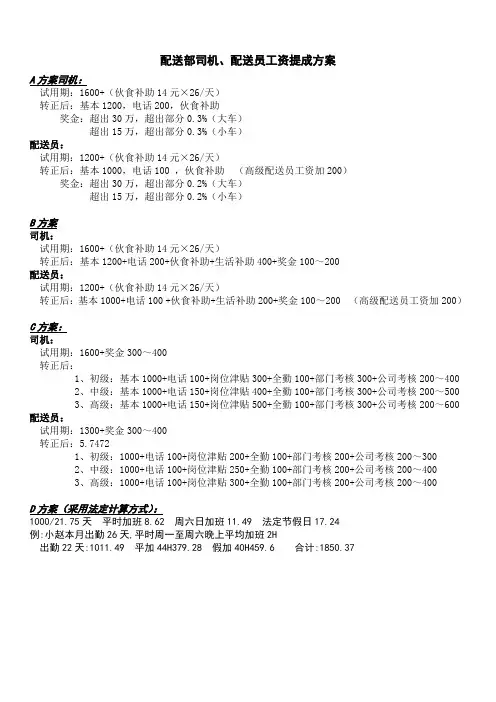 配送提成表