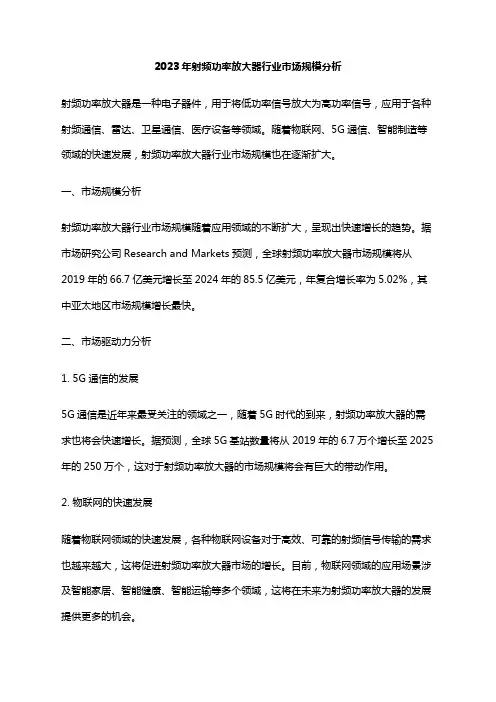 2023年射频功率放大器行业市场规模分析