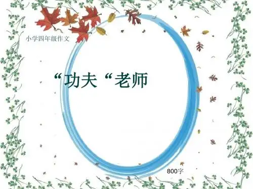 小学四年级作文《“功夫“老师》800字