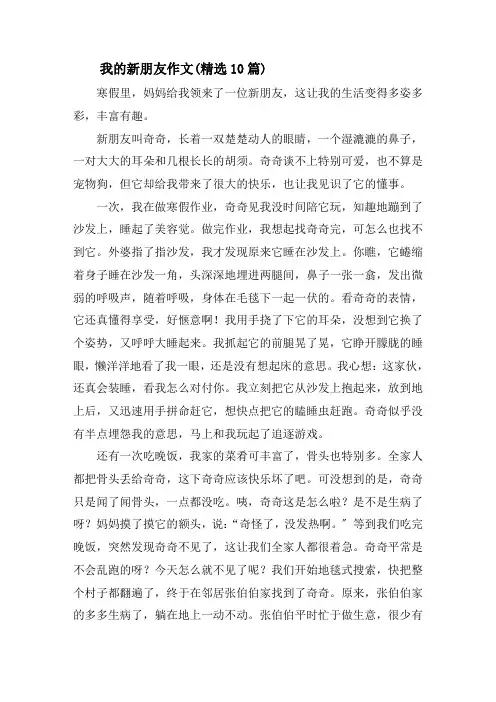 我的新朋友作文(精选10篇)精选