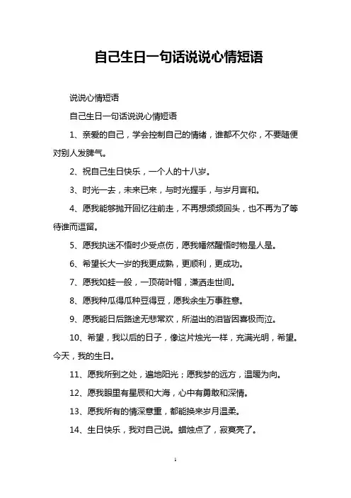 自己生日一句话说说心情短语