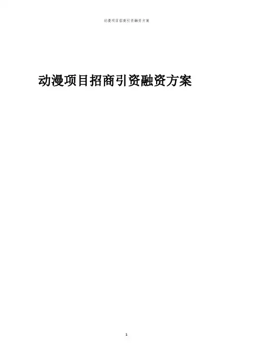 动漫项目招商引资融资方案