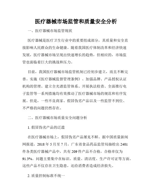 医疗器械市场监管和质量安全分析