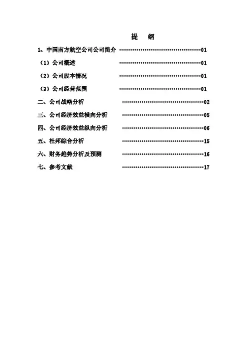 中国南方航空公司财务分析论文