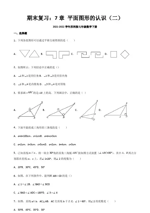 七下数学-平面图形的认识专项训练