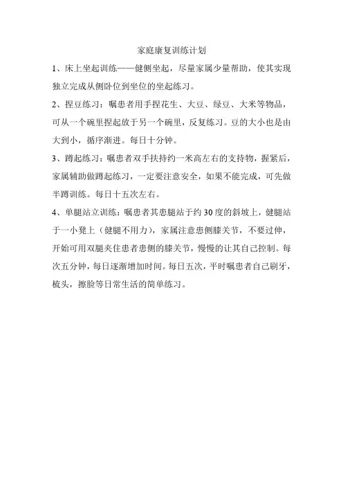 家庭康复训练计划