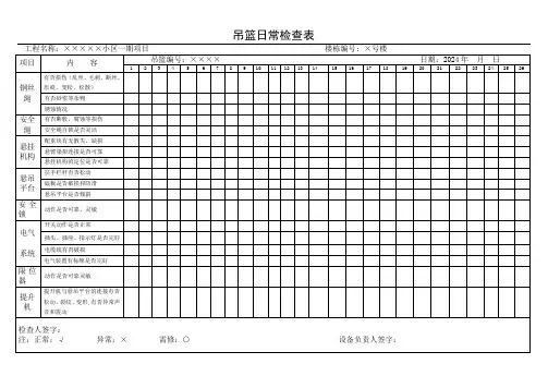 吊篮日常检查表