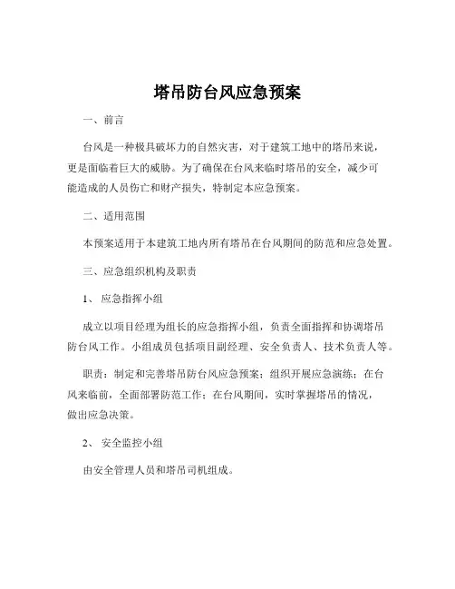 塔吊防台风应急预案