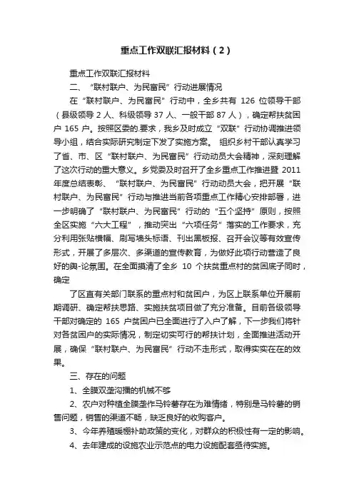 重点工作双联汇报材料（2）