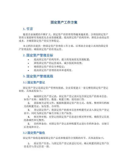 固定资产工作方案