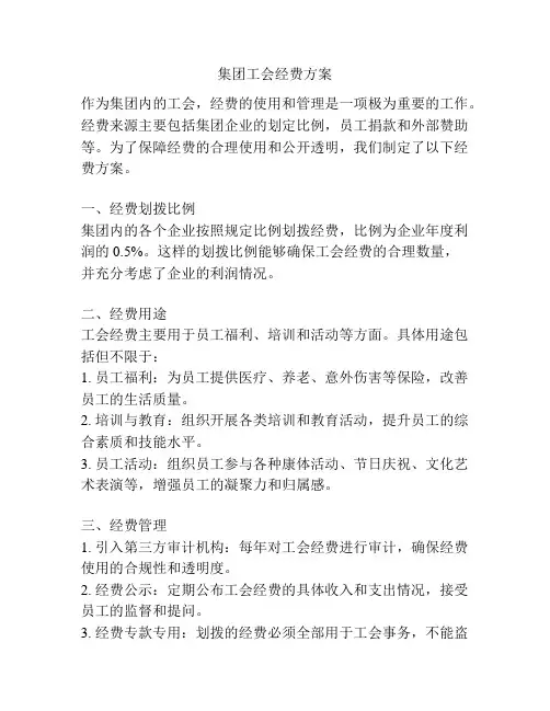 集团工会经费方案
