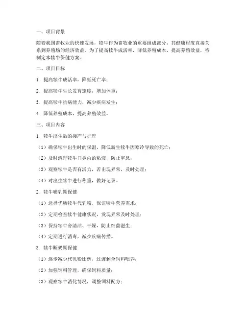 犊牛保健方案策划书模板