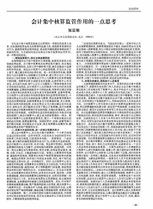 会计集中核算监管作用的一点思考
