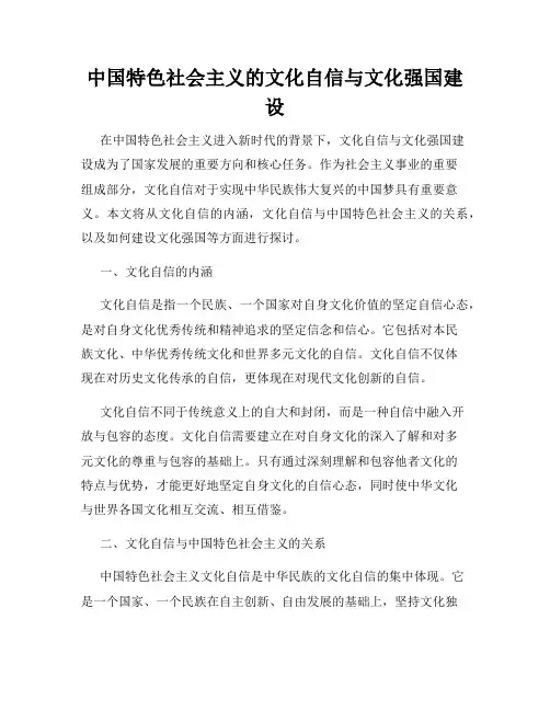 中国特色社会主义的文化自信与文化强国建设