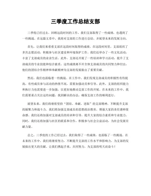 三季度工作总结支部
