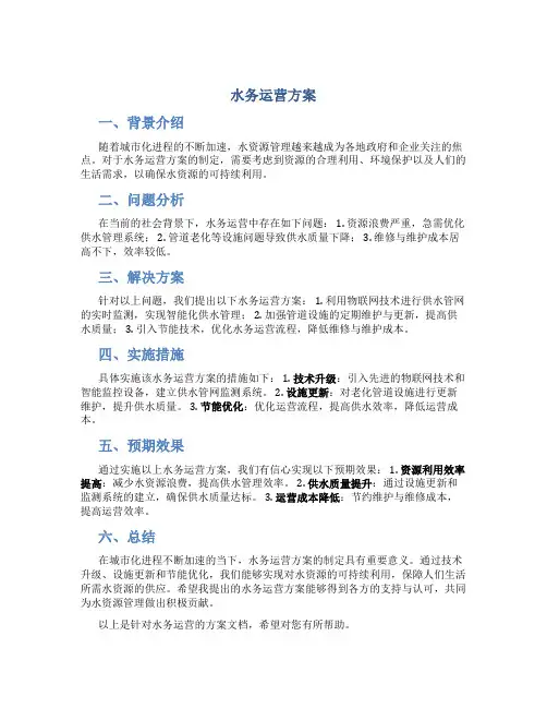 水务运营方案