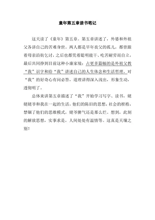童年的读书笔记第五章