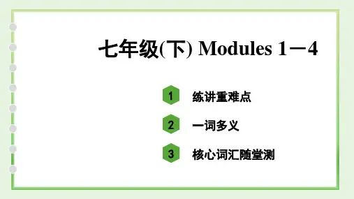 中考英语外研版知识点分册总复习七年级(下) Modules 1-4