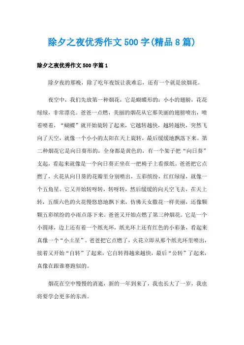 除夕之夜优秀作文500字(精品8篇)