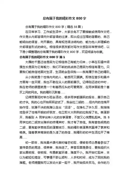总有属于我的精彩作文800字