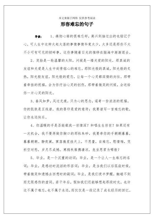 形容难忘的句子