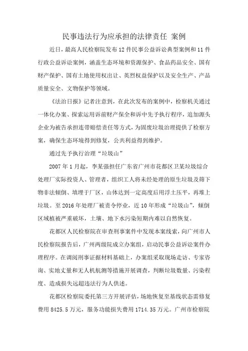 民事违法行为应承担的法律责任 案例