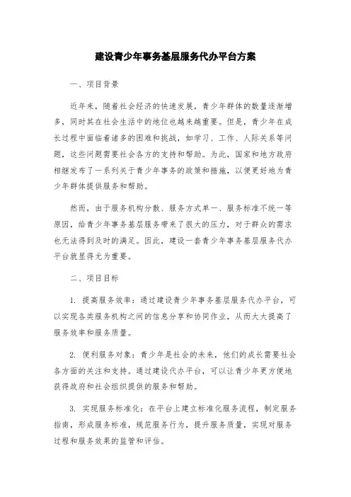 建设青少年事务基层服务代办平台方案