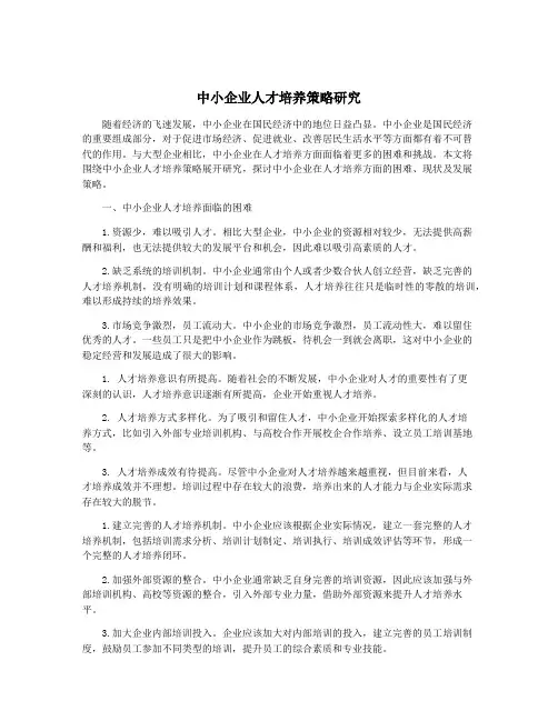 中小企业人才培养策略研究