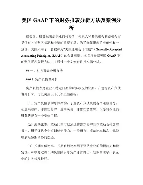 美国 GAAP 下的财务报表分析方法及案例分析