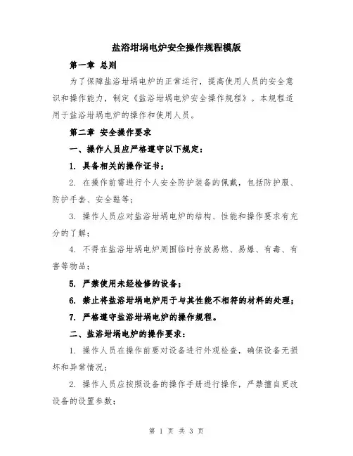 盐浴坩埚电炉安全操作规程模版