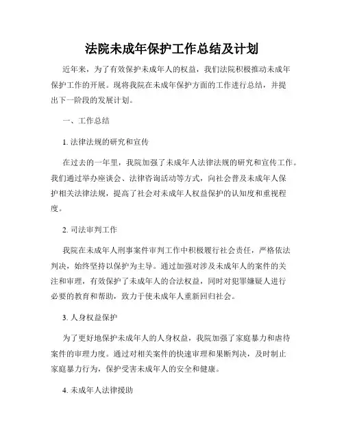 法院未成年保护工作总结及计划