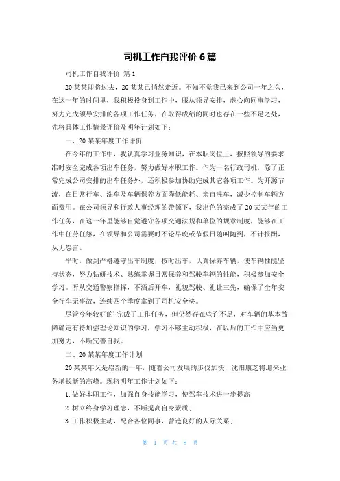 司机工作自我评价6篇