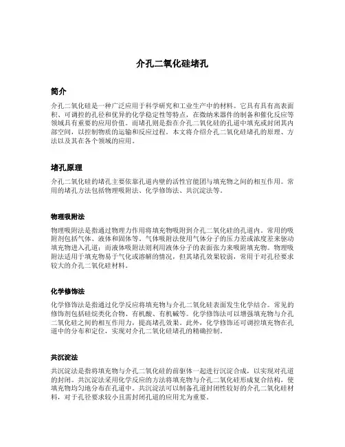 介孔二氧化硅堵孔