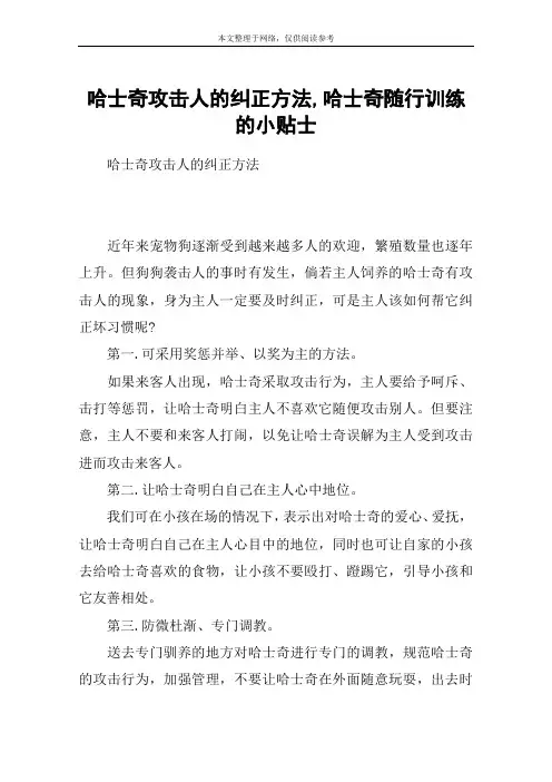 哈士奇攻击人的纠正方法,哈士奇随行训练的小贴士