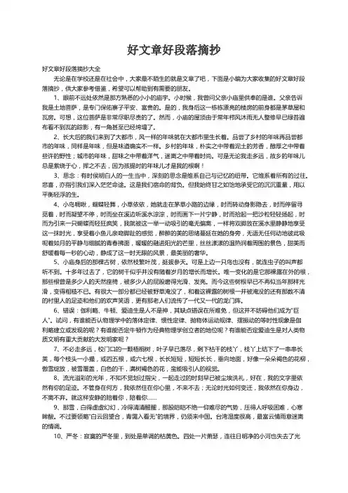 好文章好段落摘抄大全